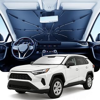 Umbrella Windshield Sun Shade for Toyota RAV4, Car Sunshade for Front Windshield [Nano Ice-Crystal Coatings] UPF50+ Heat & UV Block, Protect Interior & Keep Cooler