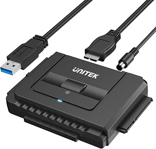 Unitek USB 3.0 to IDE and SATA Converter External Hard Drive Adapter Kit for Universal 2.5/3.5 HDD/SSD Hard Drive Disk, One Touch Backup Function, Included 12V/2A Power Adapter