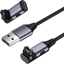 Upgraded for Garmin Watch Charger Cable with USB C Adapter,L-Shape,Gray | USB A Charging Cable with Adapter for Fenix,Forerunner,Vivoactive,Instinct,Venu,Tactix,Approach,D2,Quatix Series-3.95FT