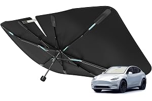 [Upgraded] Nmoiss Windshield Sun Shade Umbrella - [Vinyl Coating Heat Shield] Protect Car from Sun Rays & Heat Damage Keep Cool and Protect Interior, Spring Structure Edge Medium 56" L x 31" W