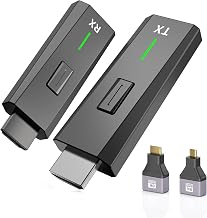 Upgraded Wireless HDMI Transmitter and Receiver 328FT/100M Plug and Play | 4k Decode 1080P Output Wireless HDMI Extender 2.4G/5GHz, for Streaming Video and Audio to Monitor from Laptop/PC/Projector/TV