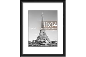 upsimples 11x14 Picture Frame, Display Pictures 8x10 with Mat or 11x14 Without Mat, Wall Hanging Photo Frame, Black, 1 Pack