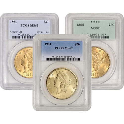 US Gold $20 Liberty Head Double Eagle - PCGS MS64 - Random Date and Label