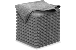 USANOOKS Microfiber Cleaning Cloth Grey - 12 Pcs (12.5"x12.5") - High Performance - 1200 Washes, Ultra Absorbent Microfiber Towel Weave Grime & Liquid for Streak-Free Mirror Shine - Car Washing Cloth