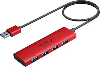 USB 3.0 Hub,4 Port USB Splitter Extender Portable Adapter Multiport Data Hub for Laptop,Xbox, Flash Drive,HDD,Console,Camera,Keyborad,Mouse Windows,Mac OS PC,Not Designed to Charge Devices-White