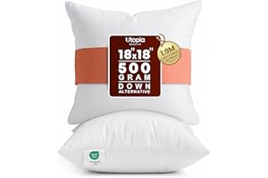 Utopia Bedding 18x18 Pillow Inserts, Set of 2, White &ndash; Indoor Decorative Throw Pillows for Bed, Sofa & Couch &ndash; Soft, Supportive & Fluffy Cushion Inserts