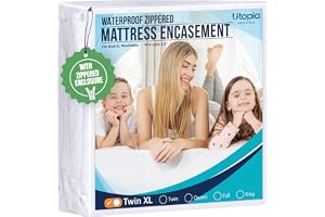Utopia Bedding Mattress Protector Zippered Twin XL Size, 100% Waterproof Bed Bug and Dust Mite Proof Mattress Encasement, Absorbent 6 Sided Mattress Cover