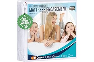 Utopia Bedding Queen Mattress Protector Zippered, 100% Waterproof Bed Bug and Dust Mite Proof Mattress Encasement, Absorbent 6 Sided Mattress Cover