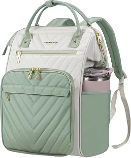 VANKEAN 17 Inch Laptop Backpack for Women Men Fashion Computer Work Bag (Beige-Light Green, 18 Inch)