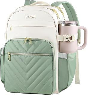 VANKEAN Laptop Backpack for Women (Beige Light Green, 18 Inch)