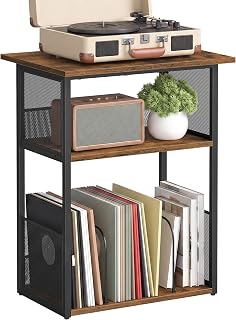 VASAGLE Record Player Stand, End Table with Record Storage up to 160 Albums