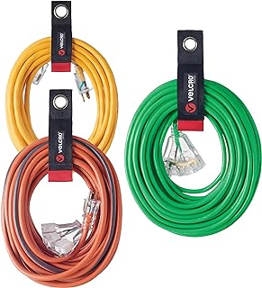 VELCRO Brand Easy Hang Extension Cord Holder Straps Variety Pack, Black