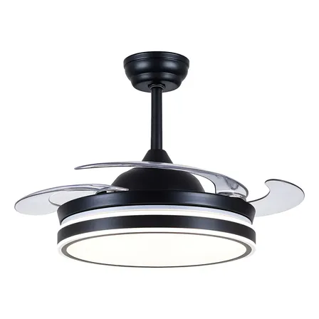 Ventilador de Techo Ambi O 43" Retr&aacute;ctil Negro con Luz LED Control Remoto