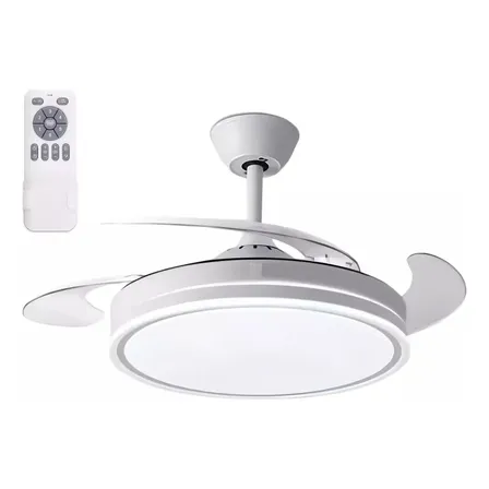Ventilador De Techo Color Blanco 4 Aspas Retractil Home World