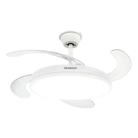 Ventilador De Techo Peabody Pe-vtrdc410b 42 Retractil Cantidad de aspas 4 Estructura Blanco Aspas Blanco Di&aacute;metro 1.067 m Frecuencia Wats Material de las aspas Acr&iacute;lico