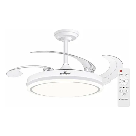 Ventilador De Techo Star Vision F1066 Con Luz Led Y Control 48 Cm 50hz Blanco Transparente Pl&aacute;stico 3