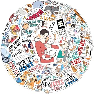 Veterinary Technician Quotes Animal Care Stickers Pack 50Pcs Vinyl Sticker Set for Laptop Water Bottles Luggage Journals Scrapbook Vet Tech Students Lovers Aesthetic