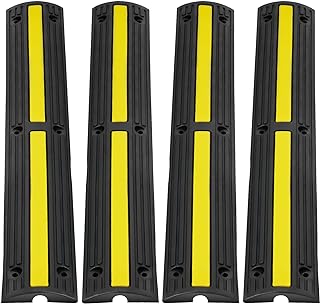 VEVOR 3.28 ft Cable Protector Ramp, 4 Pack of 1 Channel, 18000 lbs/axle Capacity Heavy Duty Rubber Speed Bumps, Floor Cord Cable Protector Wire Cover, for Residential Areas, Private Garages, Gardens