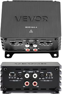 VEVOR 4 Channel Car Audio Amplifier 2 Ohm Stable Bridgeable Class D Full Range Amp Max Power 4 x 110W @ 4 Ohm / 4 x 160W @ 2 Ohm for Car SUV Truck Off-Road