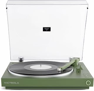 Victrola Fully Automatic Bluetooth Turntable w Audio Technica ATN3600L Cartridge, Automatic Repeat Function, 2-Speed Vinyl Record Player, Wireless Bluetooth Streaming, Preamp & Aluminum Platter Green