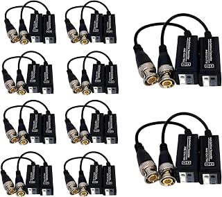 Video Balun Connectors, 10 Pairs Cat5 HD Mini CCTV BNC Passive Transceivers for CCTV Security Camera System (10 Pack Video balun101)