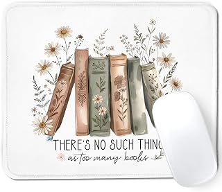 Vintage Floral Book Bookish Mouse Pad for Desk, 9.5x7.9 Inch