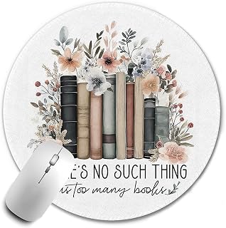 Vintage Floral Bookish Mouse Pad, Book Lover Gifts Mousepad Mouse Mat with Non-Slip Rubber Base for Home Office Desk Accessories, Gifts for Reader Book Lovers Women,7.9x7.9 Inch