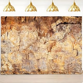 Vintage Rock Stone Wall Photography Background Rough Rock Construct Exterior Wall Old Stone Texture Photo Backdrop Banner Beige Sand Color Stone Brick Stage Studio Props Decorations 9x6ft