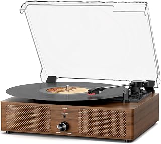 Vinyl Record Player Turntable with Built-in Bluetooth Receiver & 2 Stereo Speakers, 3 Speed 3 Size Portable Retro Record Player for Entertainment and Home Decoration