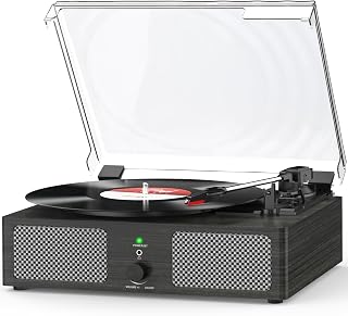 Vinyl Record Player Wireless Turntable with Built-in Speakers&USB, Black | Bluetooth Input Headphone Jack RCA Output Auto Stop Belt-Driven 3 Speed Vintage Phonograph for Entertainment and Home Decor