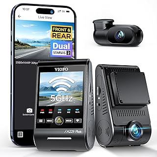 VIOFO A229 Plus Dash Cam Front and Rear, 2K Dual STARVIS 2 Sensors & HDR | 1440P+1440P Car Dash Camera, 5GHz Wi-Fi, Smart Voice Control, Ultra-Precise GPS, Built-in Supercapacitor, 24H Parking Modes