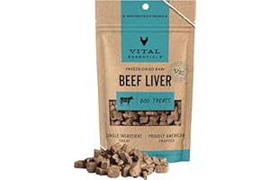 Vital Essentials Freeze Dried Dog Treats | Beef Liver, Single Ingredient | Premium Quality | Grain Free Training Treats for Dogs, 2.1 oz Bag