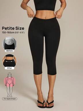 Vivamere Solid Color High Waist Metal Casual Athleisure Athletic Fashionable Capri Pants For Summer Pilates Black Sporty Petite Women Gym Workout  #CyclingChic