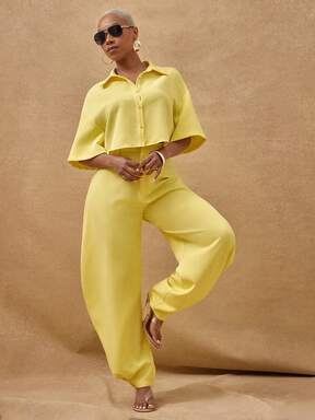 Vixey Casual Pointed Collar Boxy Cropped Button Up Shirt, Elevated Casual, Off Duty, Everyday Shirt, Casual Chic, Street Style  #PuffyProportions