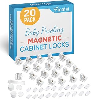 Vmaisi 20 Pack Magnetic Cabinet Locks Baby Proofing and 2 Keys