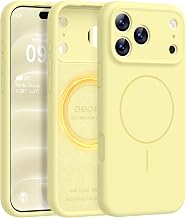 Vooii Magnetic for iPhone 18 Pro Case 6.3" Silicone, Creamy Yellow