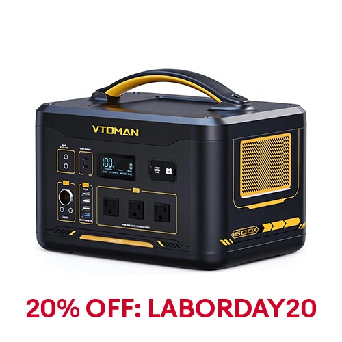 VTOMAN Jump 1500X Portable Power Station 1500W (3000W Peak), 828Wh LiFePO4 (LFP)