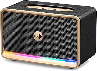 W-KING Retro Bluetooth Speaker 210W Max, Rich Bass Wireless Home Speaker | 24H Playtime, BT5.4, Fast Charging, 4-Color Ambient Light, AUX/TF/USB Inputs, Portable for Home Party/Picnic/Outdoor