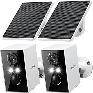 wansview Security Cameras Wireless Outdoor-2K WiFi 6 Solar Camera Outdoor Wireless for Home Security with AI Motion Detection, Color Night Vision, 2-Way Audio, 2.4GHz WiFi Only, Alexa, A1 2P White