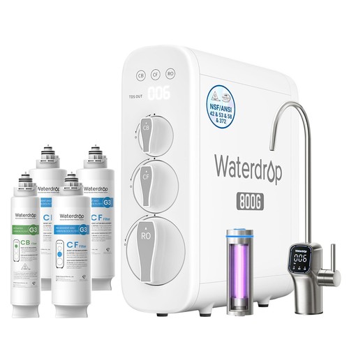 Waterdrop G3P800 Reverse Osmosis System, 800 GPD Fast Flow, Extra 4 filters