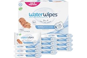 WaterWipes Sensitive+ Newborn & Baby Wipes, 3-In-1 Cleans, Cares, Protects, 99.9% Water, Unscented & Hypoallergenic, 240 Count (4 Packs)
