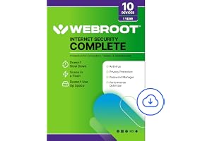 Webroot Internet Security Complete Antivirus Software 2026 10 Device 1 Year Download for PC/Mac/Chromebook/Android/IOS + Password Manager, Performance Optimizer