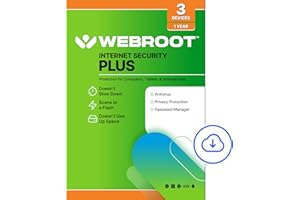 Webroot Internet Security Plus Antivirus Software 2026 | 10 Device 1 Year Download for PC/Mac/Chromebook/Android/IOS + Password Manager [Online Code]