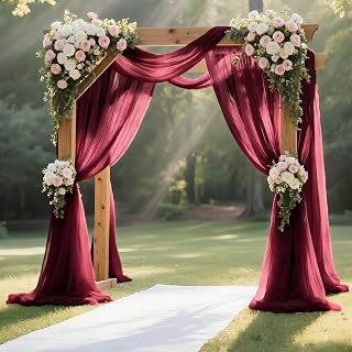 Wedding Arch Draping Fabric 28'' x 20FT Sheer Chiffon Drape Backdrop | 1 panel Terracotta Backdrop for Fall Thanksgiving Wedding Bridal Shower Baby Shower Photo Party Birthday Outdoor Decoration