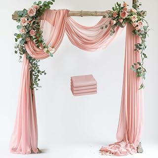 Wedding Arch Draping Fabric 4 Panels Blush Sheer Backdrop Drapes