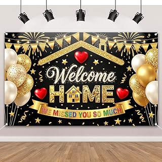 Welcome Home Banner Backdrops for Wall, 72x43 in We Missed You So Much Sign for Living Room Party Background, Military Homecoming Return Family Reunion Decorations