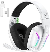 WESEARY Wireless Gaming Headset with Mic for Ps5, Ps4, PC, 20ms Ultra-Low Latency 2.4GHz Bluetooth 5.4 Gaming Headphones, 1200mAH Battery Life & 3D Spatial Audio for FPS Gamers, White