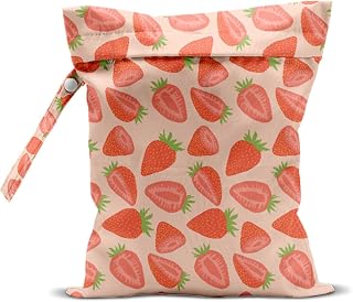Wet Bag, Wet Dry Bag, Waterproof Swim Bags, Machine Washable Reusable Bags for Beach, Pool, Diapers, and Dirty Yoga Gym Clothes(Sweet Strawberry Print