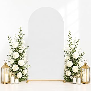 White Arch Cover 6ft Stretch Spandex Wedding Arch Backdrop Cover | White Arch Covers Stretchy Backdrop Bridal Baby Shower Birthday Party Banquet Photo Balloon Arch Backdrop Stand Cover