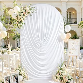 White Draped Arch Backdrop Cover 6.6 FT, White Draped Arch Covers Spandex